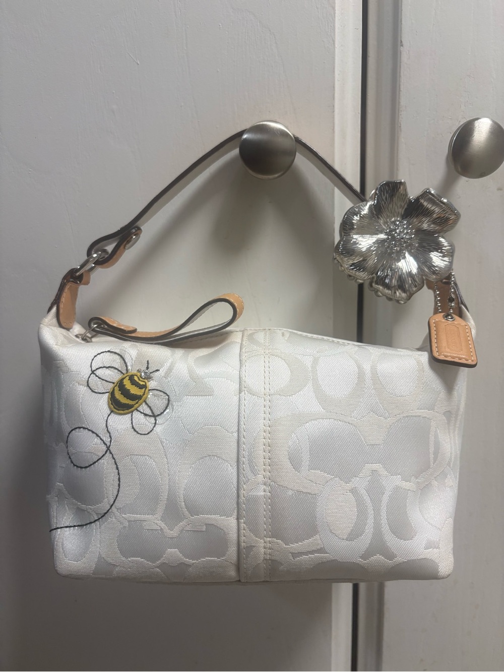 Authentic rare 2005 coach white optic demi Swarovski bumblebee bag